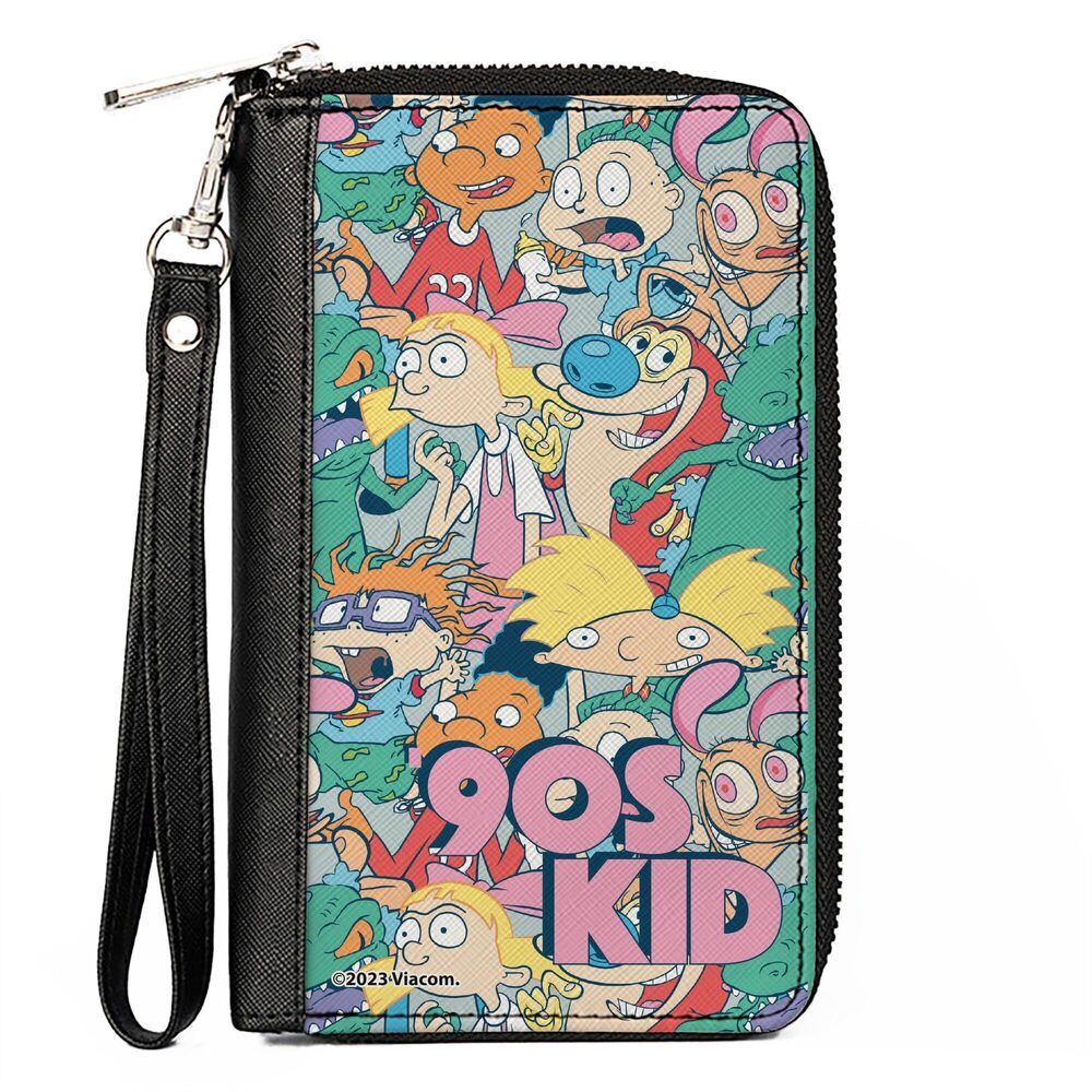 9751 Nickelodeon Wallet, Zip Around, Nick Rewind 90s Kid Character Mash Up